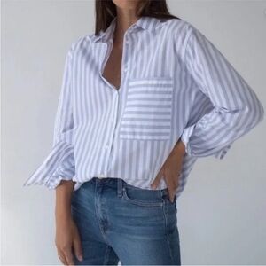 AYR Striped White and Lavender  Women's Top